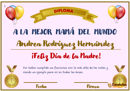 Diploma para mamá en Word Editable Día de la Madre 19 Diploma para mamá en Word Editable Día de la Madre